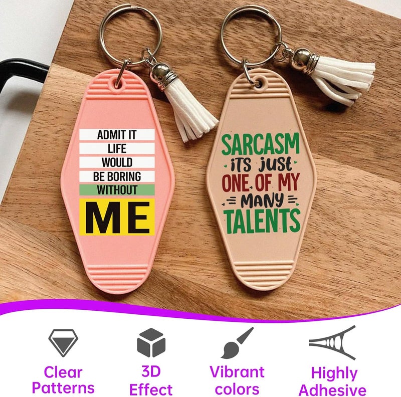 CHNVICK 48PCS UV DTF Keychain Transfer, Humor and Sarcastic Quotes UV DTF wrap with Bright Colors and Beautiful Design for Keychain, Laptop, Greeting Card Decoration - Image 4